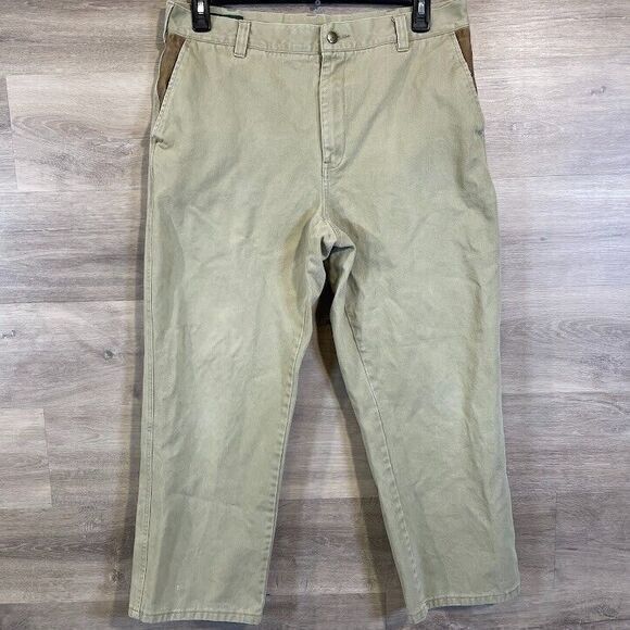 VGT Orvis Zambezi Pants Mens ‎ 36 Gorpcore Outdoor Hunting Leather Trim Field - Picture 1 of 11
